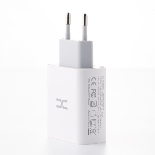 СЗУ-адаптер DC CA-F17 20W (1USB / 1Type-C) + кабель Type-C - Type-C (Белый) D